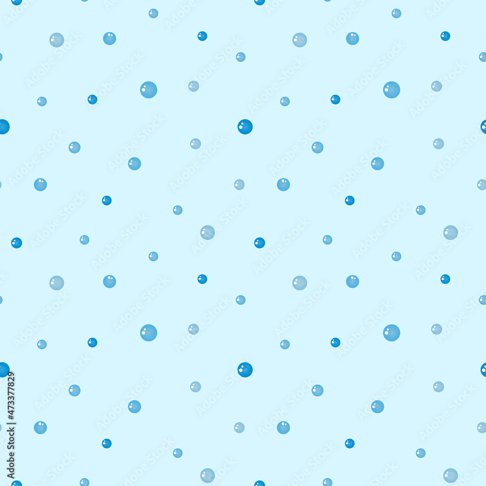 Vector pattern with small blue bubbles on a blue background. Bubbles, circles, speckles. Pattern for fabrics, pajamas, dresses, posters.