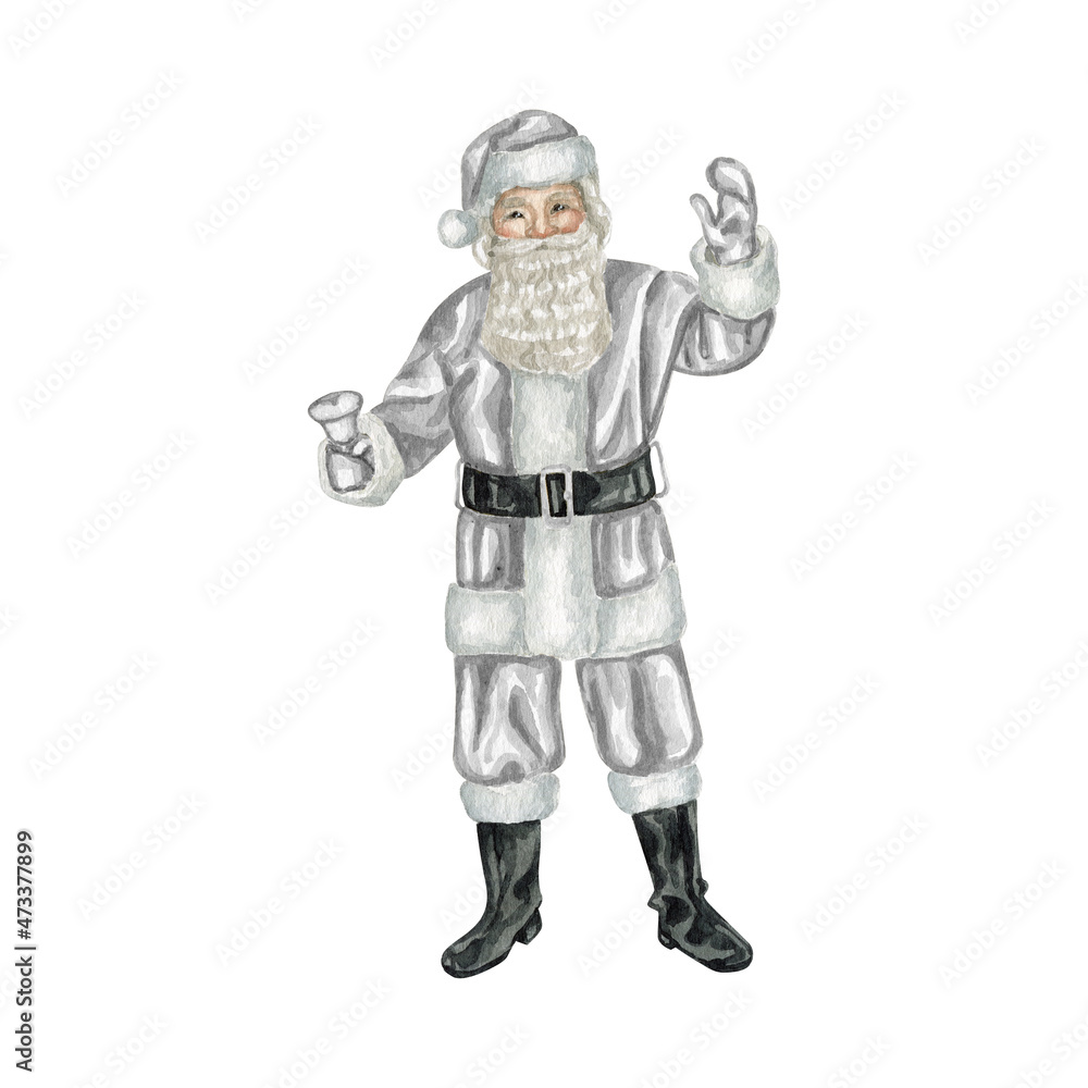 Watercolor Christmas Santa Claus hat and bag hand drawn clipart Watercolor Christmas Santa Claus hat and bag hand drawn clipart