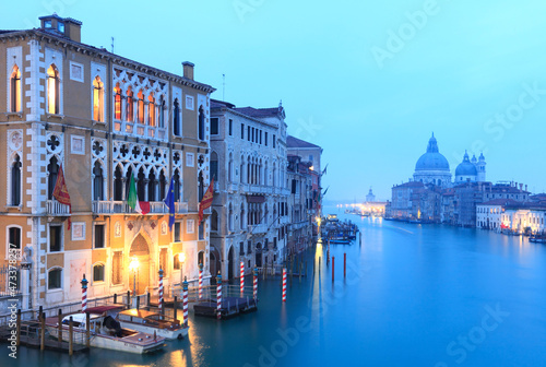 Gran Canal, Santa Maria della Salute church at sunris, Venice, Veneto, Italy. © Peter