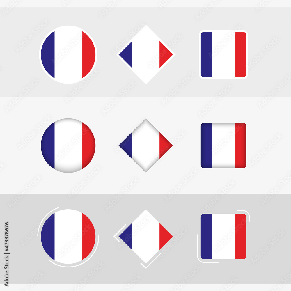 France flag icons set, vector flag of France.