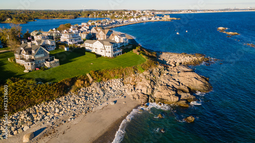 Homes on a rocky New England coast