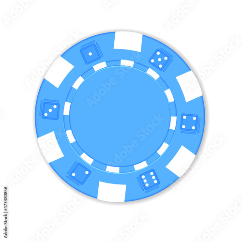 Blue poker chip isolated on a white background
