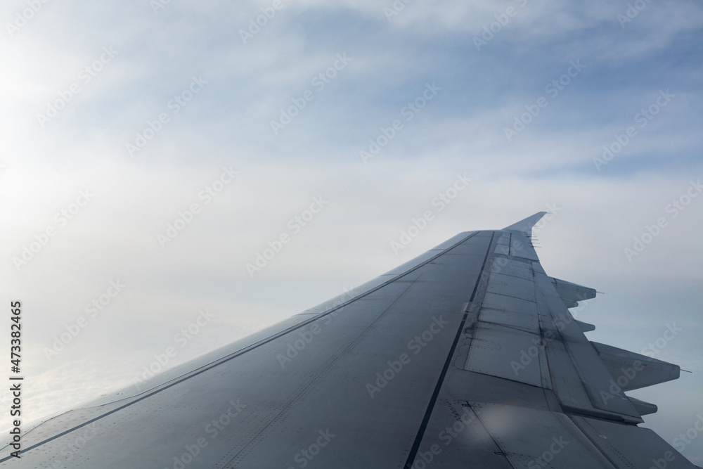 beautiful view of the plane wing and blue clouds beautiful view of the plane wing and blue clouds