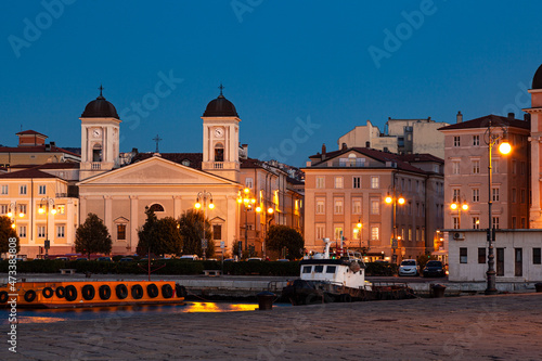 Evening view of the Greek Orthodox church of Saint Nicholas, Trieste,