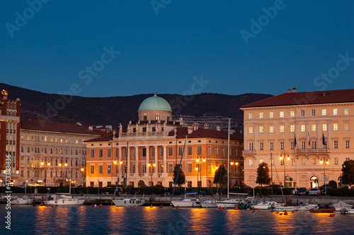 Evening view of the Palazzo Carciotti in Trieste photo
