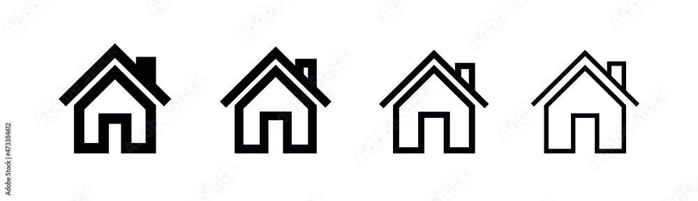 House icons set. House symbol. Home page icon. Isolated vector illustration on white background. House icons set. House symbol. Home page icon. Isolated vector illustration on white background.