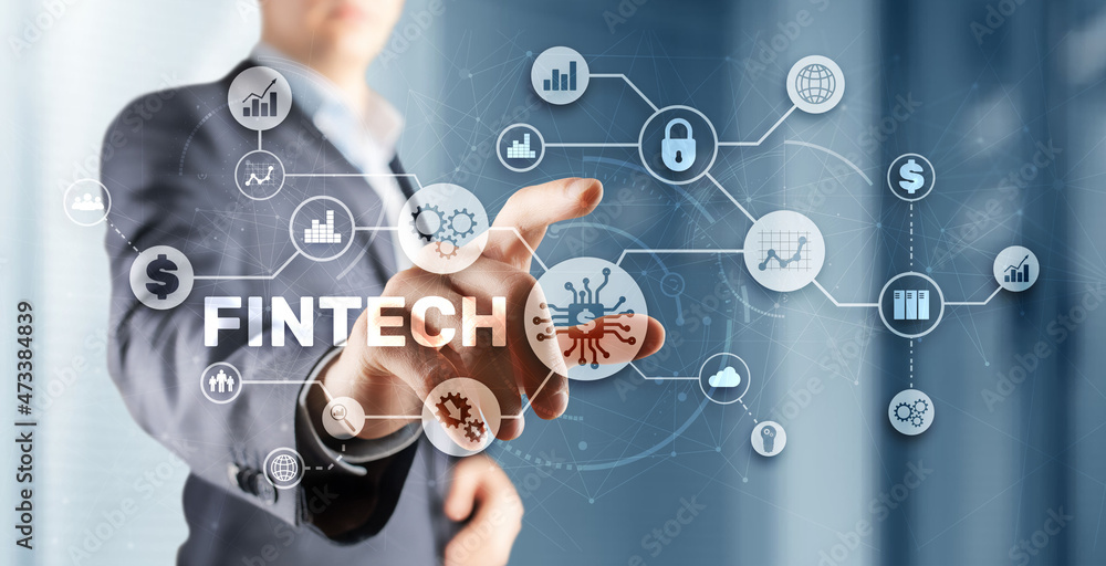 Fintech Investment Financial Technology Concept. 3D Virtual screen Fintech Investment Financial Technology Concept. 3D Virtual screen
