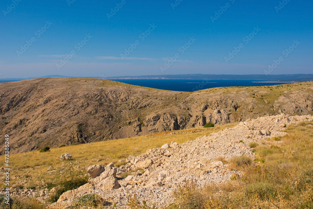 The rugged late summer landscape near Stara Baska on the Croatian island of Krk
