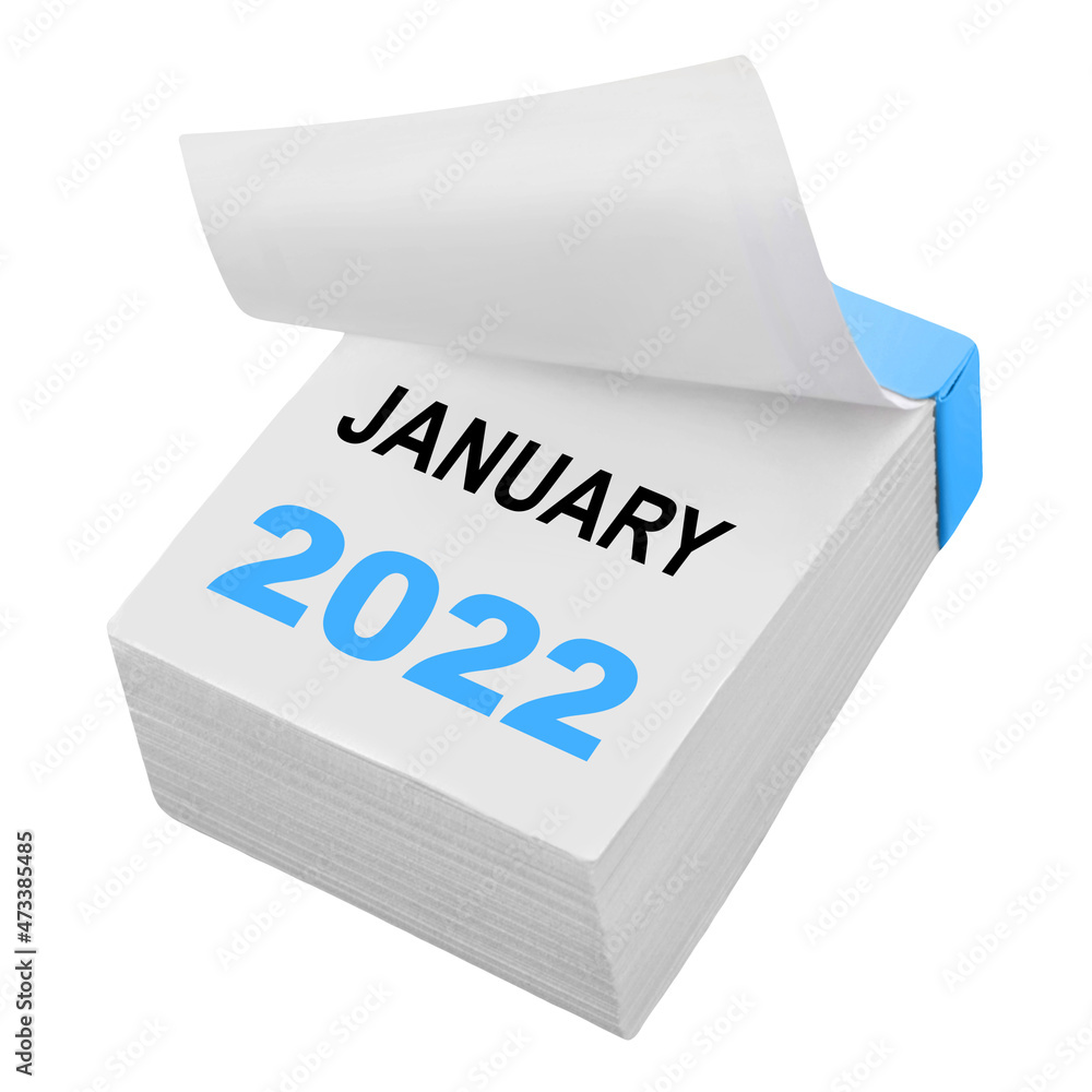 Calendar January 2022 isolated on white background Calendar January 2022 isolated on white background
