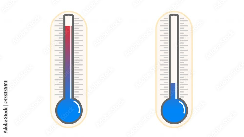 Thermometer animation set. Degrees of temperature gradually increasing from hot to cold, red to blue. Mercury glass thermometer. Liquid, room thermo meter. Draw 2D animated footage video Thermometer animation set. Degrees of temperature gradually increasing from hot to cold, red to blue. Mercury glass thermometer. Liquid, room thermo meter. Draw 2D animated footage video