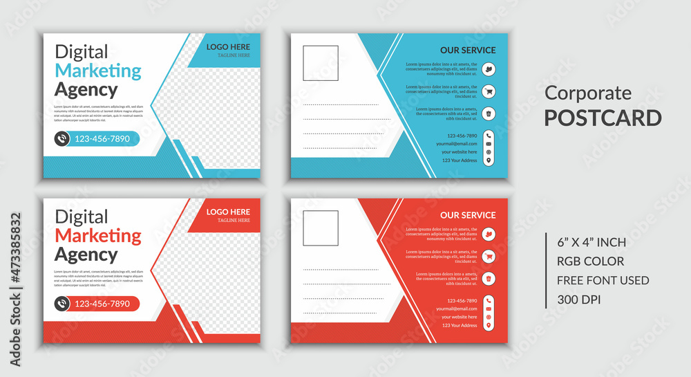 Marketing Agency Postcard Template Design