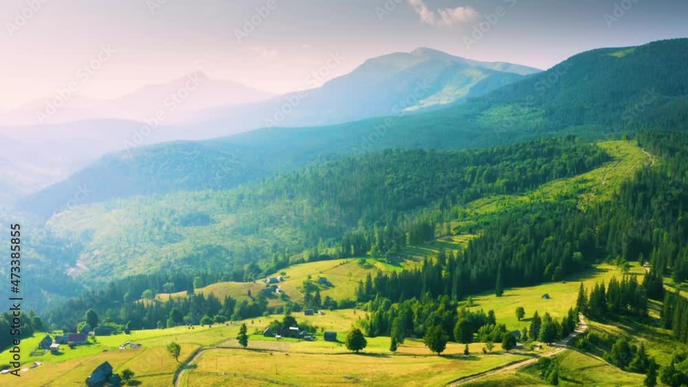Video of a drone flying over a completely broken dirt road that leads in the Ukrainian Carpathians to the high peaks of Petros and Hoverla from the village of Yasinya in Transcarpathia, Ukraine Video of a drone flying over a completely broken dirt road that leads in the Ukrainian Carpathians to the high peaks of Petros and Hoverla from the village of Yasinya in Transcarpathia, Ukraine