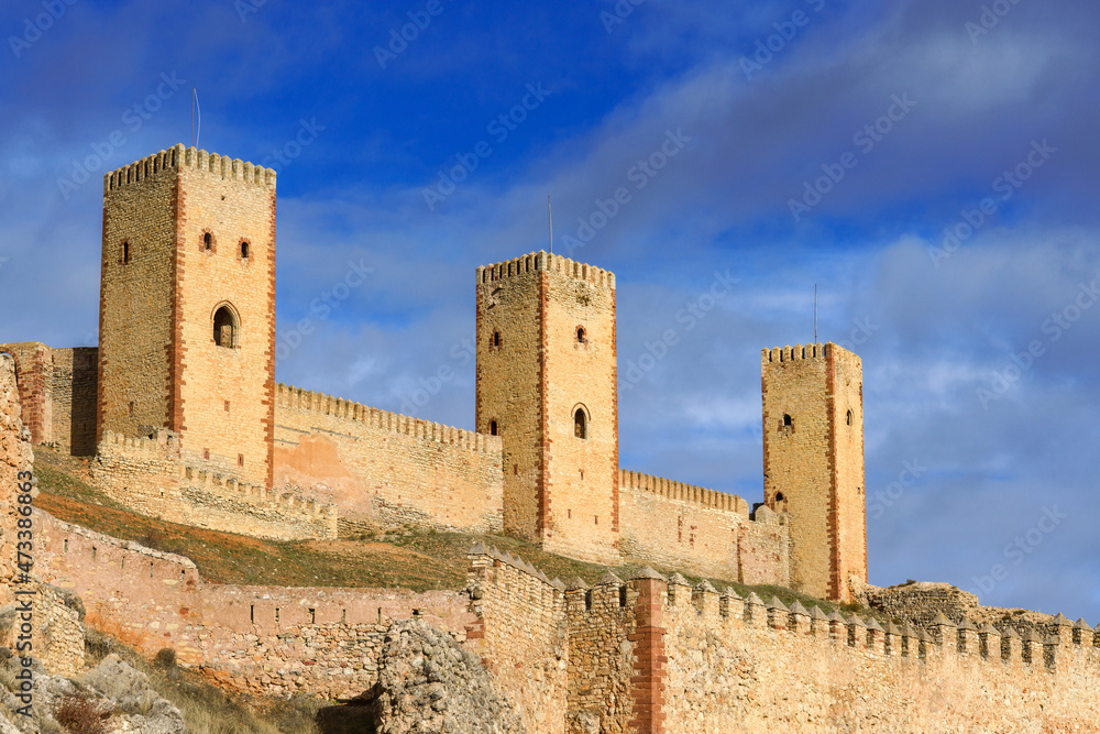Molina de Aragón Castle. Medieval fortress against blue sky in Guadalajara Province, Spain