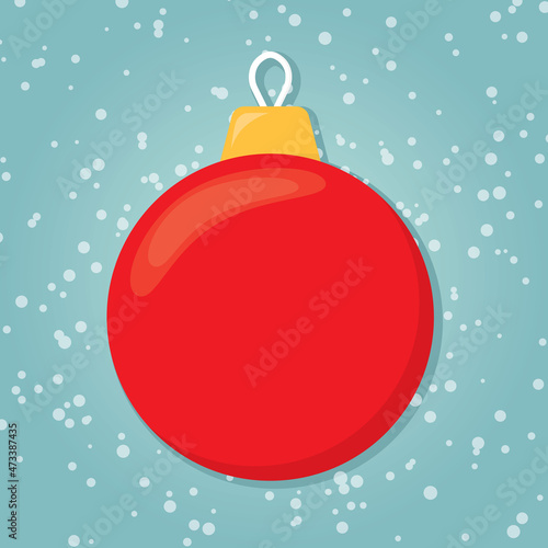 red chrismas bauble tree over snow texture- vector illustration