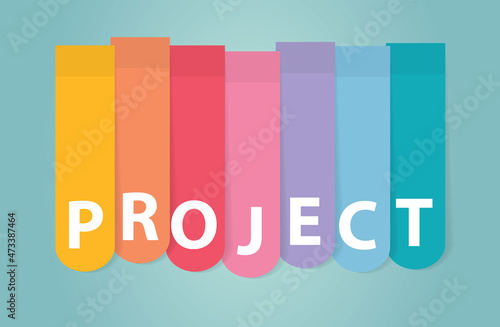 colorful project banner made with sticky notes - vector illustration