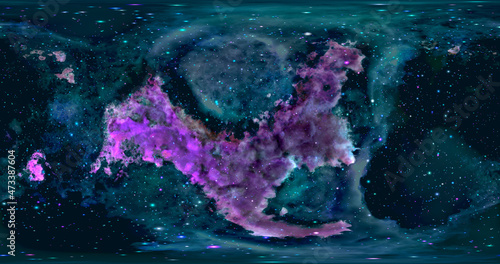 3d rendering. Space background with nebula and stars. Environment 360 HDRI map. Equirectangular projection  spherical panorama.