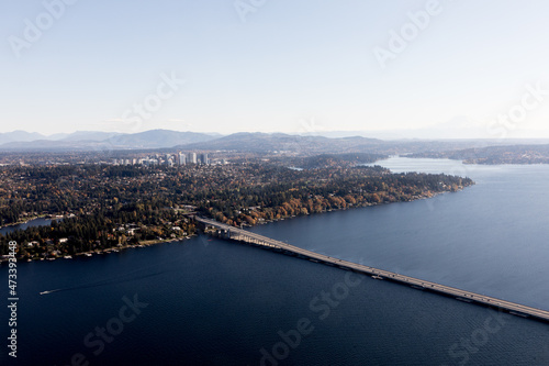 Aerial photos of Seattle on beautiful clear fall day