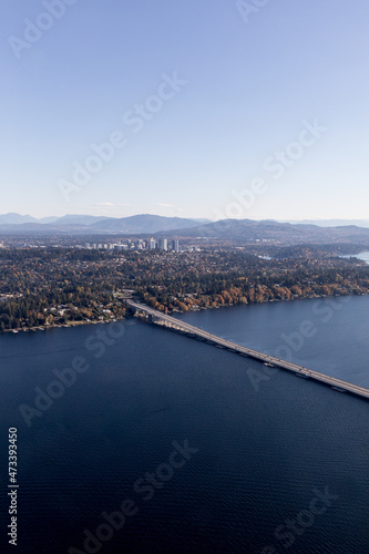 floating bridge over lake washington photo