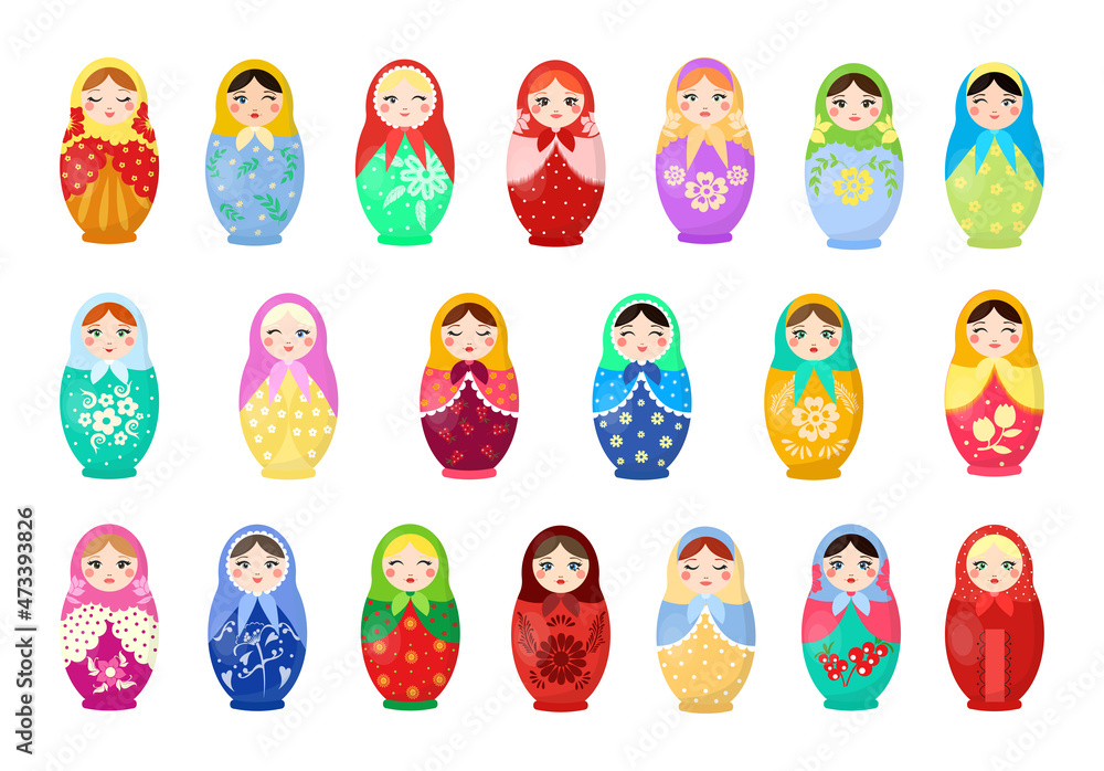 Vector collection of Russian nesting dolls. Vector collection of Russian nesting dolls.