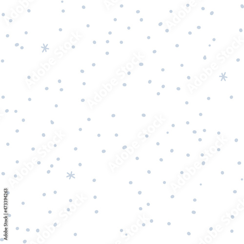 Light blue chaotic dots vector seamless pattern. Simple random spots on white background. Abstract small blobs or drops monochrome texture. Winter vector flat backdrop.