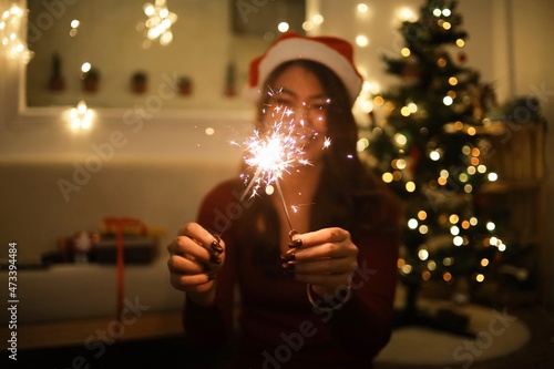 person with christmas tree