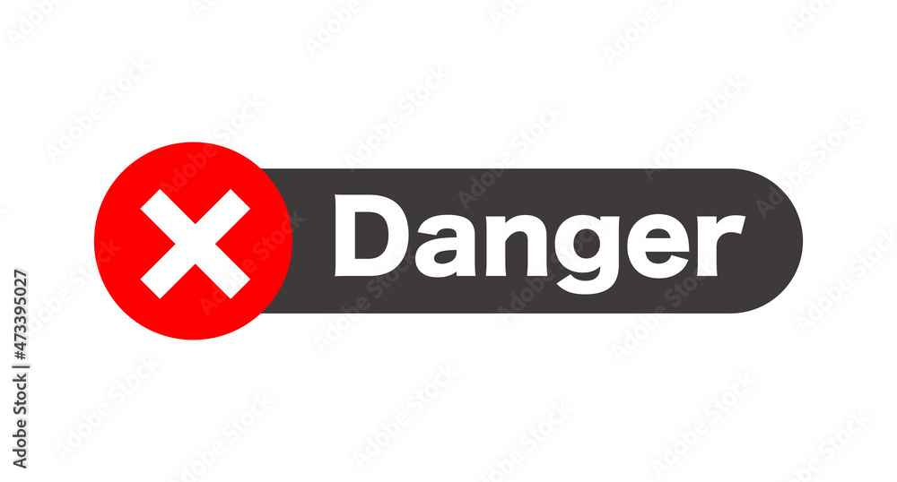 Obraz premium Cross mark and Danger's Letter Logo. vector.