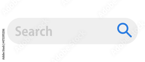 Search bar. With blue magnifying glass. vector.