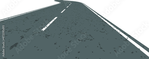 Grunge textured curved road . Retro design element .Distress vector texture .