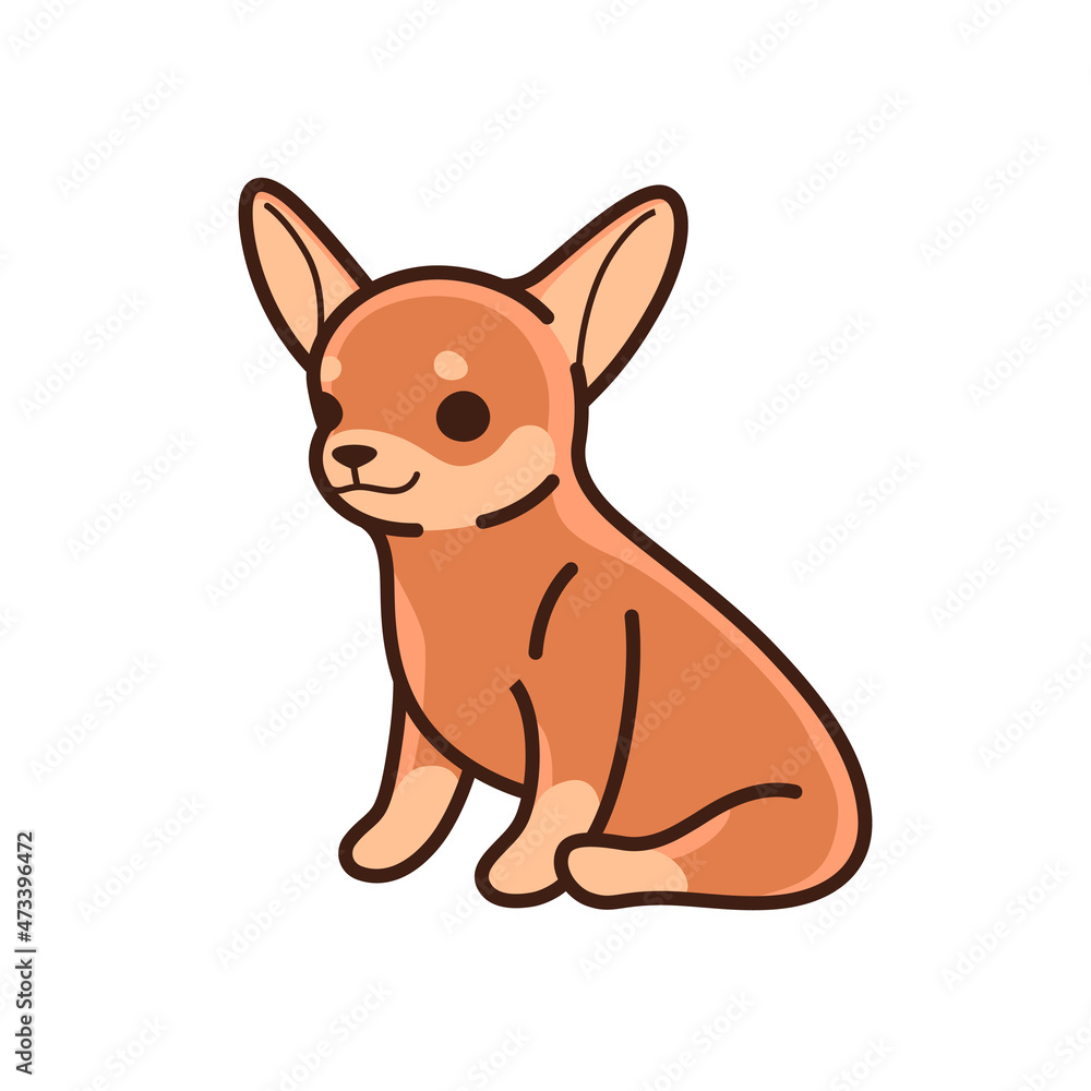 Сhihuahua. Cute dog character. Vector illustration in cartoon style for poster, postcard.