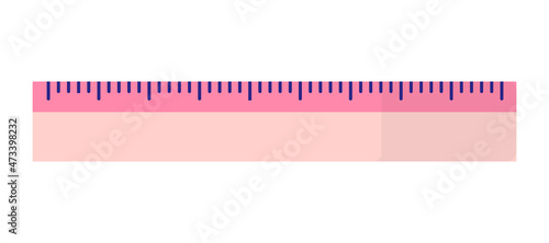 Vector cartoon pink rectangular ruler.