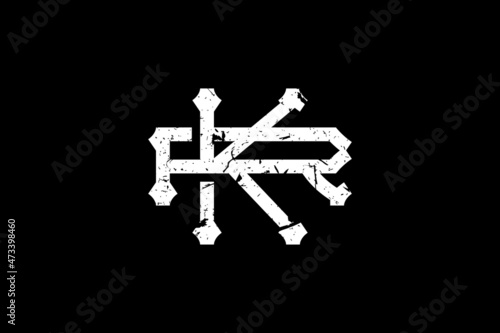 Vintage Initial Letters KR Logo