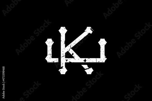 Vintage Initial Letters KU Logo