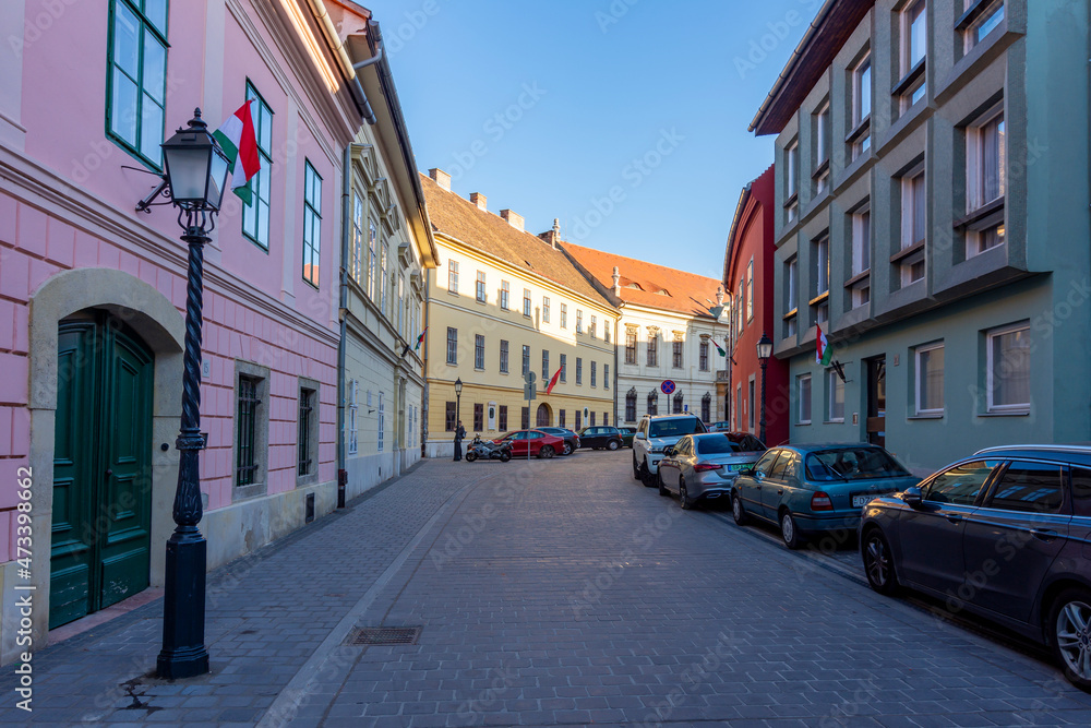 Streets and architecture of Buda hill, Budapest, Hungary 