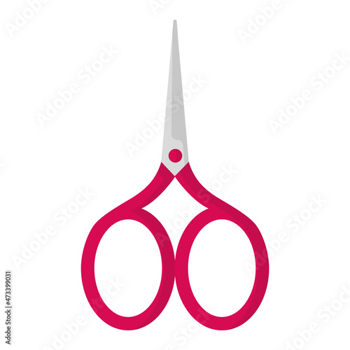 Vector cartoon pink sewing scissors.