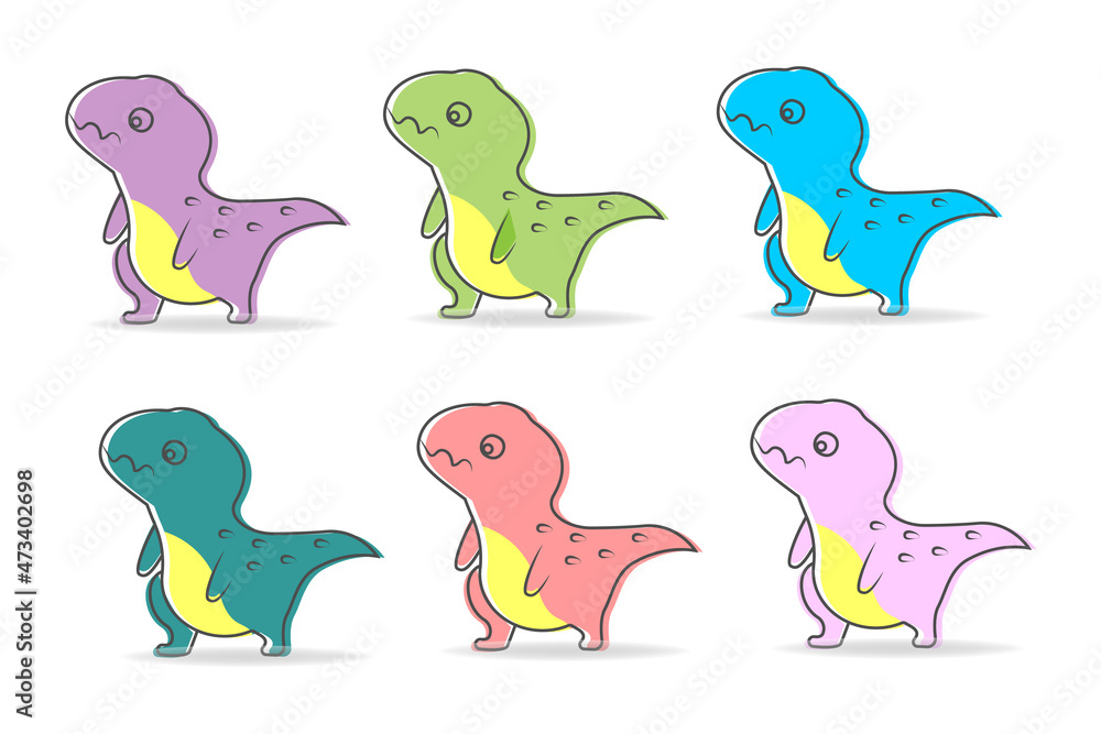 Set-of-cute-dinosaurs-isolated-on-white-background.-Kids-illustration