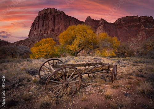 Old wagon at Capitol Reef National Park photo
