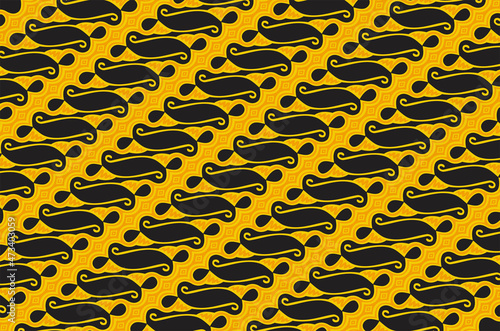 An illustration of famous Batik from Indonesia  known as Batik Parang with yellow and black color theme