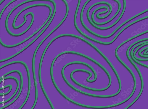 Green waving lines pattern on the purple background
