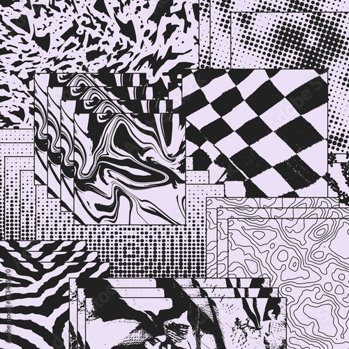 Cool Abstract Textured Retro Background Vector Design. Postmodern abstraction artwork.