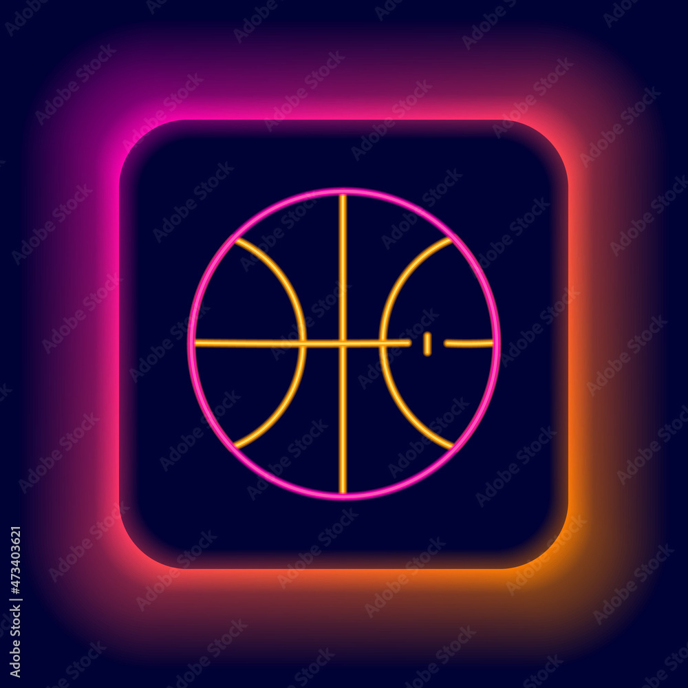 Glowing neon line Basketball ball icon isolated on black background. Sport symbol. Colorful outline concept. Vector Glowing neon line Basketball ball icon isolated on black background. Sport symbol. Colorful outline concept. Vector