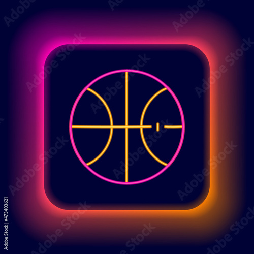 Glowing neon line Basketball ball icon isolated on black background. Sport symbol. Colorful outline concept. Vector