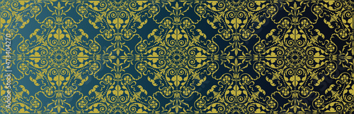 Victorian texture. Baroque elegant banner, beige and turquoise colors.