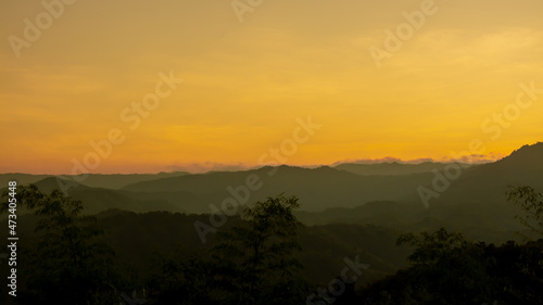 Mountain landscape in the time before sunrise