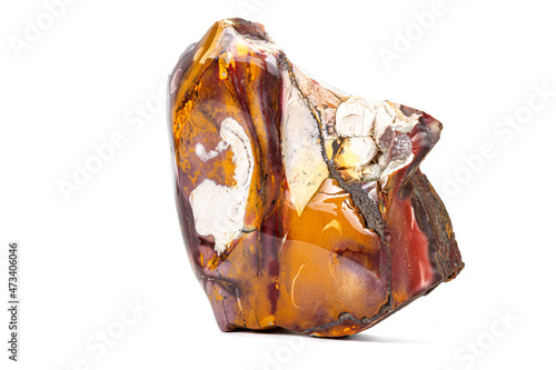 Macro stone mineral Mookaite Jasper on a white background