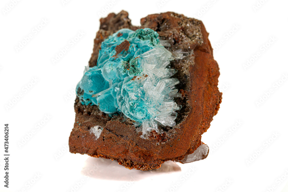 Fototapeta premium Macro stone Hemimorphite mineral on white background