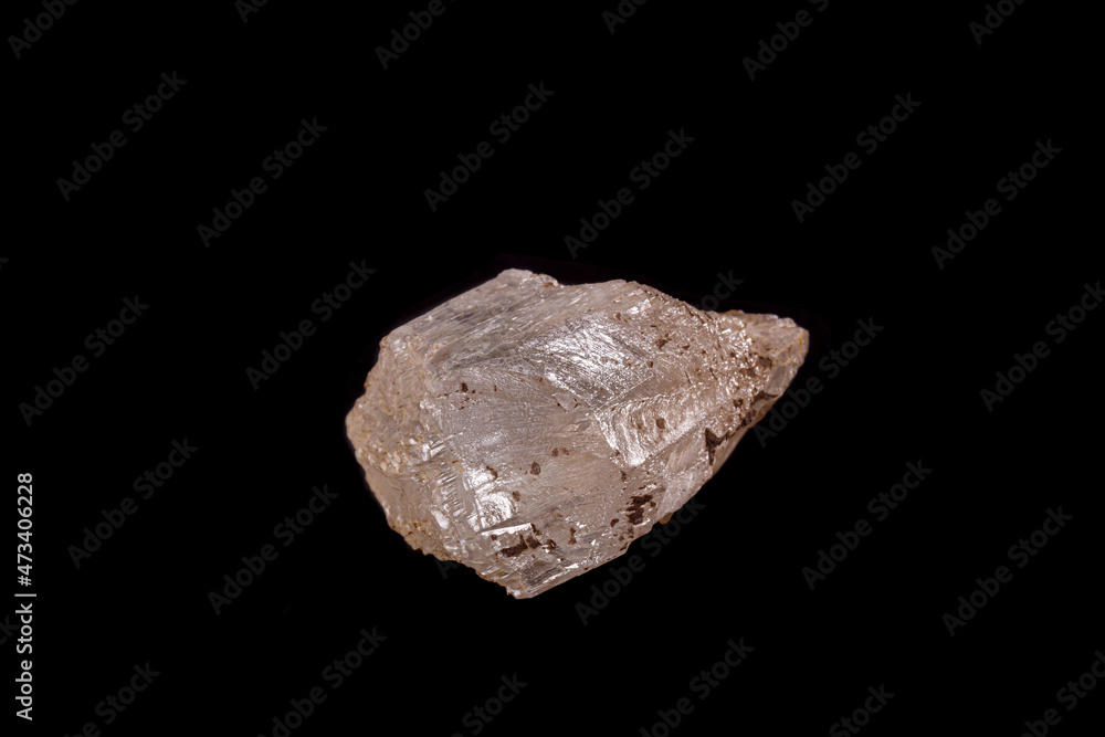 Macro stone gypsum mineral on black background