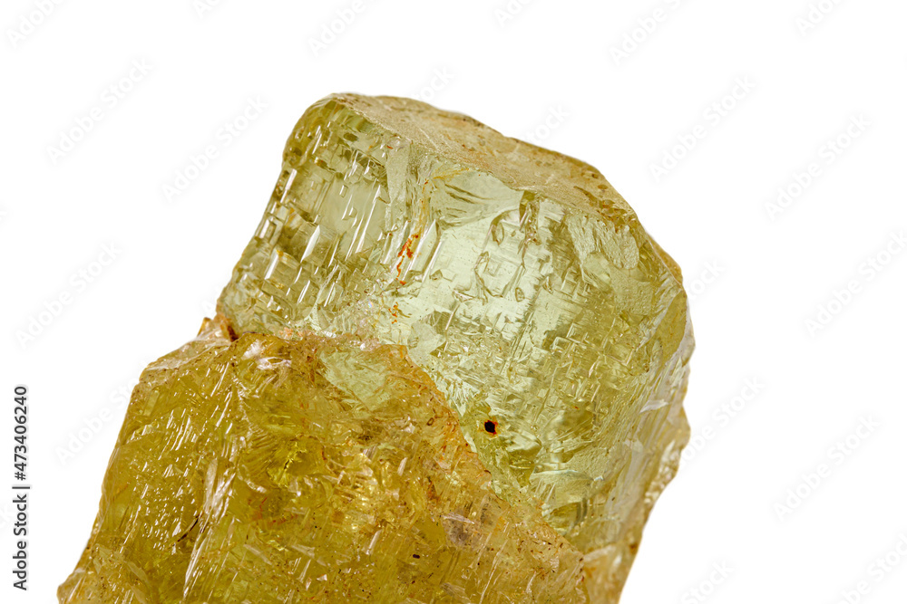 Macro stone Beryl mineral on white background Macro stone Beryl mineral on white background