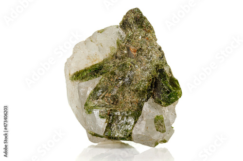 Macro stone mineral Datolite on a white background