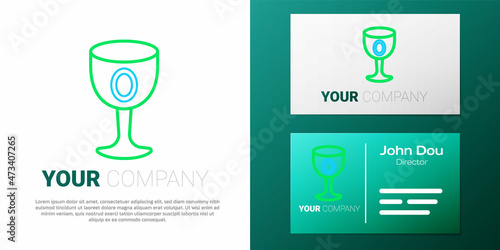 Line Medieval goblet icon isolated on white background. Holy grail. Colorful outline concept. Vector