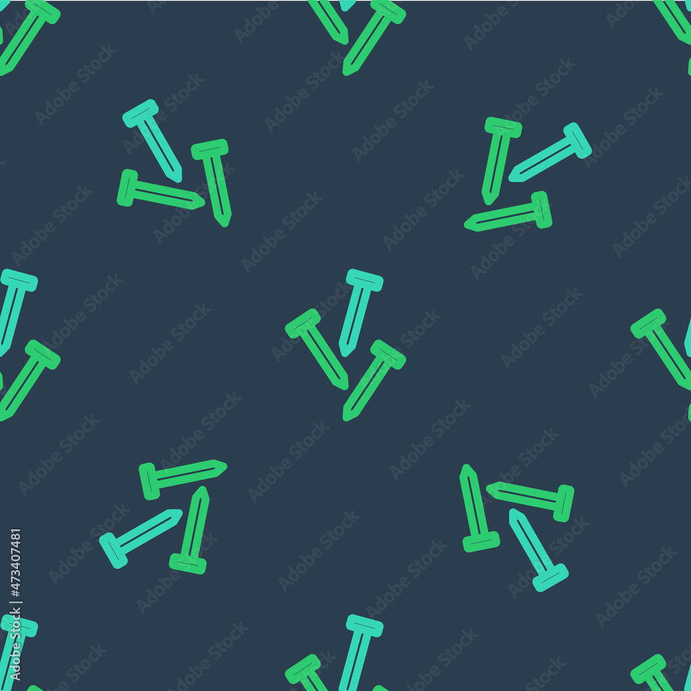 Line Metallic nails icon isolated seamless pattern on blue background. Vector Line Metallic nails icon isolated seamless pattern on blue background. Vector